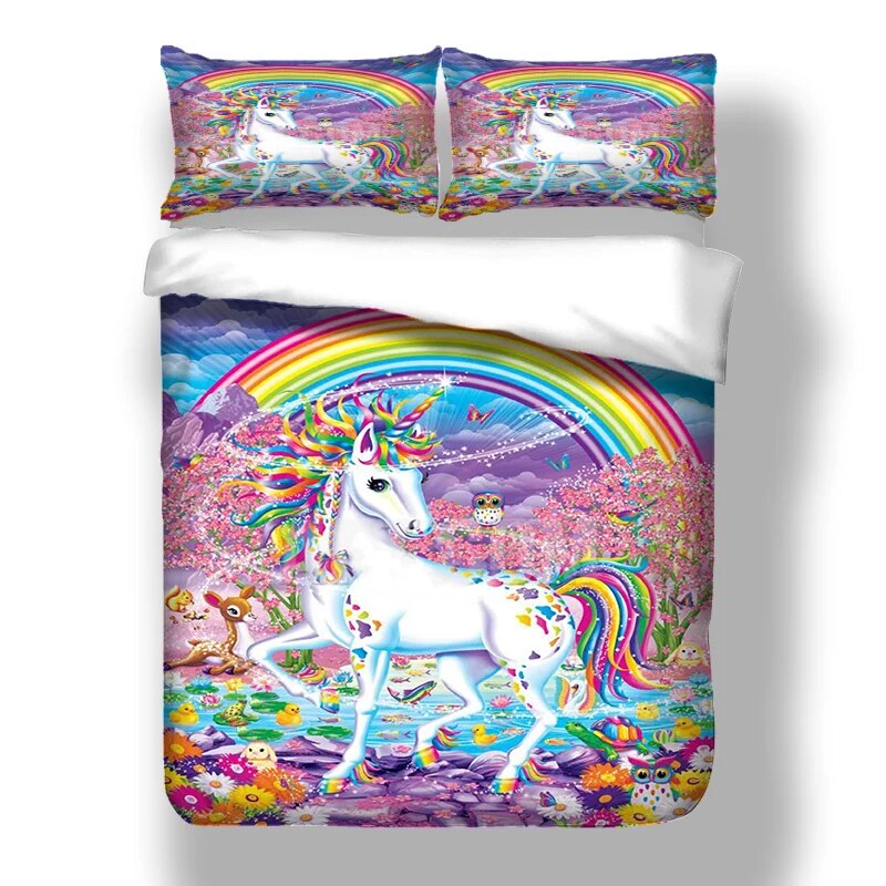 Duvet Cover Rainbow Unicorn 3D Digital Printing Colorful Bedding Set Single Twin Full Queen King Bedclothes