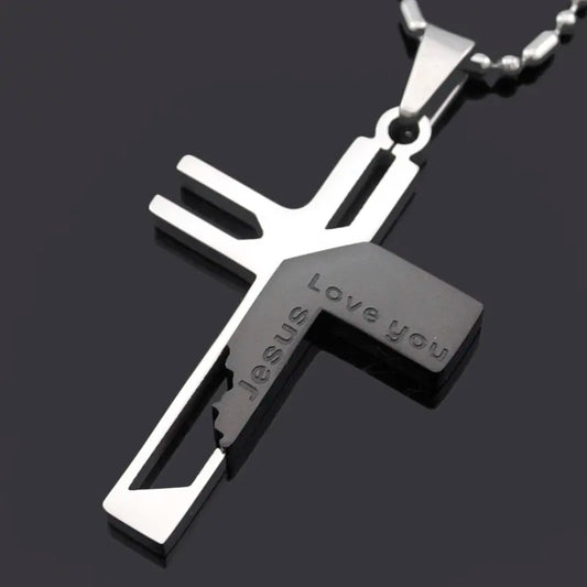 ATGO Christmas Gift Mens Jewelry Love you Jesus Cross Pendants, High Quality Women Stainless Steel Pendant Necklace BP701