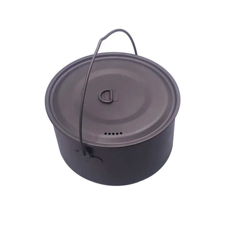 FLAME'S CREED 1100ml 1950ml Ultralight Outdoor Camping Titanium Pot & pan Cooking Pot fry pan Titanium Cookware Sets Pot