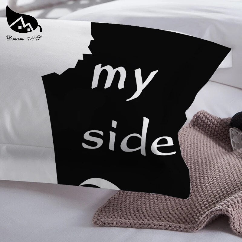 Dream NS Simple Black + White Bedding Set Cat/Dog/He and her Couple Bedclothes Pillowcase Customized Home Textiles Bed Set