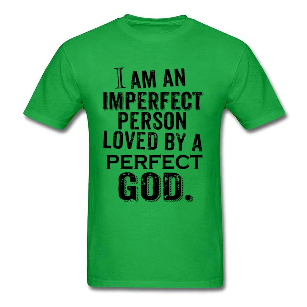 Imperfect Person Perfect Love T-shirt Men God T Shirt Christian Tshirt Jesus Tops Letter Tees Vintage Saying Clothing White