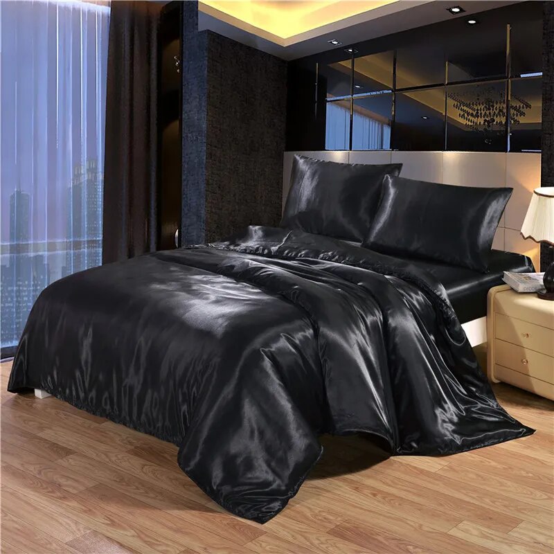 Black Bedding Sets King Double Size PLA Cool Fiber Summer Used Single Bed Sheet Luxury Bedding Kit Duvet Cover Set Queen Size