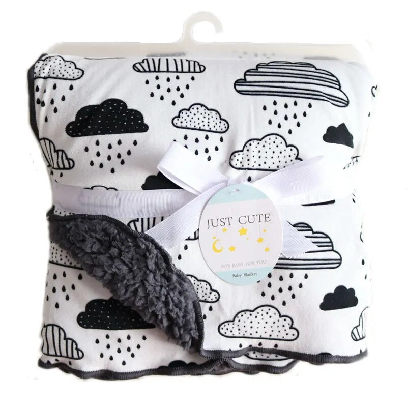 Baby Blankets New Thicken Double Layer Soft Coral Fleece Infant Swaddle Bebe Envelope Stroller Wrap Newborn Baby Bedding Blanket