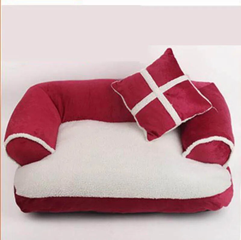 Luxury Comfortable Pet Sofa Warm Soft Velvet Large Dog Bed Puppy House Kennel Cozy Cat Nest Sleepping Mat Cushion Pet Bedding