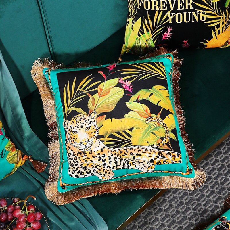 DUNXDECO Cushion Cover Square Pillow Case Artistic Modern Jungle Leopard LuxuryVelvet Coussin Sofa Chair Bedding Decorating