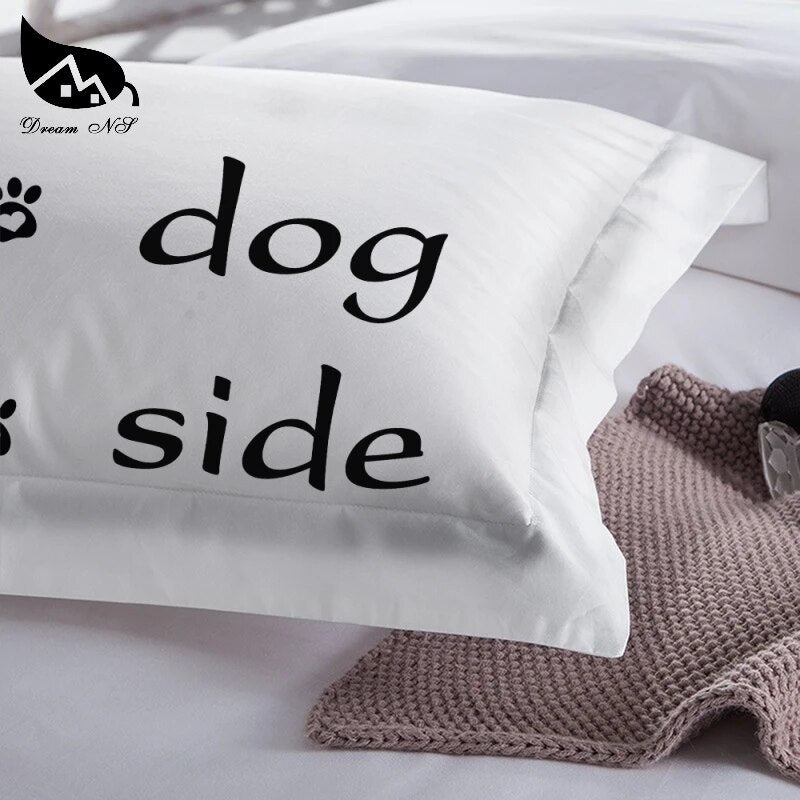 Dream NS Simple Black + White Bedding Set Cat/Dog/He and her Couple Bedclothes Pillowcase Customized Home Textiles Bed Set