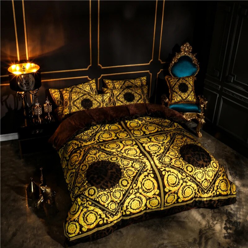 Luxury European Styel Winter Thick Velvet Flannel Palace Bedding set Fleece Fabric Duvet cover Bed Sheet/Linen Pillowcases 4pcs