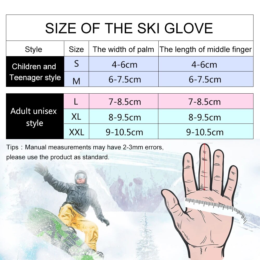 COPOZZ Men Women Boy Girl Chidren Kids Ski Gloves Snowboard Gloves Motorcycle Winter Skiing Climbing Waterproof Snow Gloves