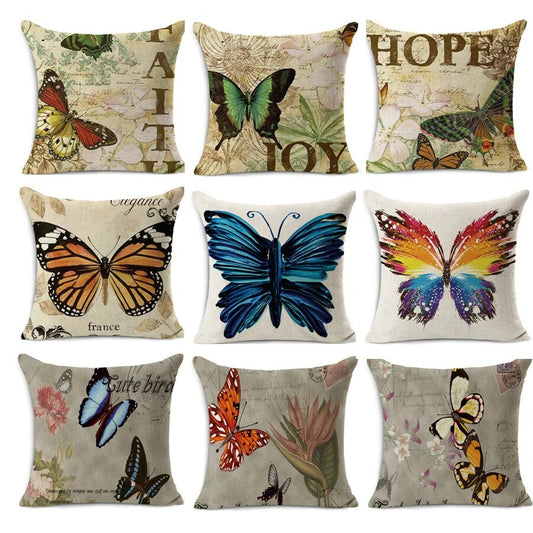 Cozy 45x45cm pillowcase European style Retro Butterfly printed home decorative square Pillow case Vintage bedding pillowcase YL3