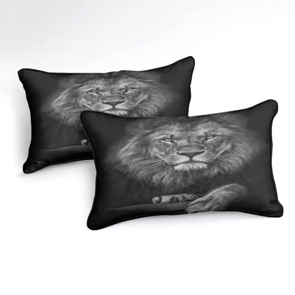 Black  lion pattern Duvet cover set 3D lifelike Animal Print Bedding set soft Microfiber Bedspread 3pcs Bedclothes