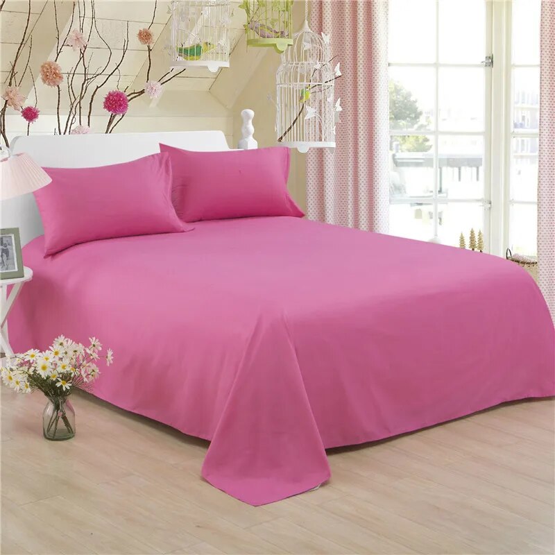 Home Textile Bedding Sheets Classic Soft Solid Color Bed cover Flat Sheets Polyester Bed Sheets With Pillowcase 200x230cm