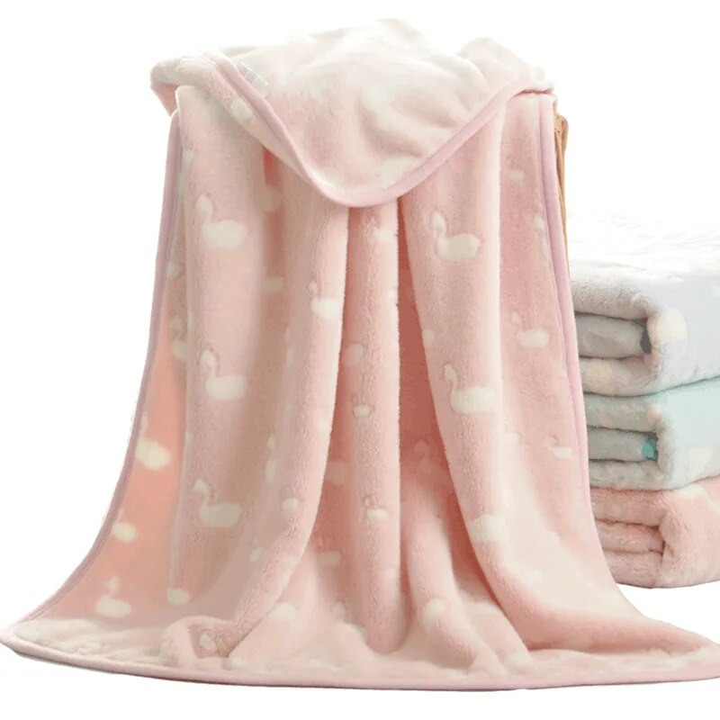 3D Grain Fluffy soft Coral Fleece Swan animal Star Furry Thermal Baby Blanket Newborn Swaddle baby deken toddler Bedding Quilt