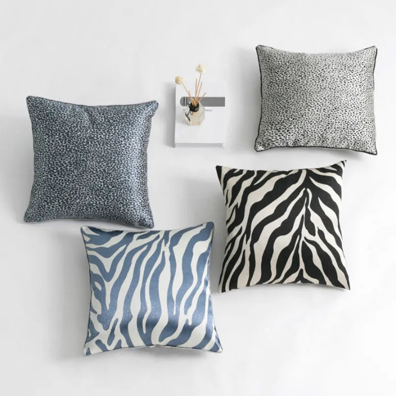 DUNXDECO Cushion Cover Decorative Pillow Case Modern Simple Animal Collection Zebra Leopard Geometric Jacquard Bedding Coussin