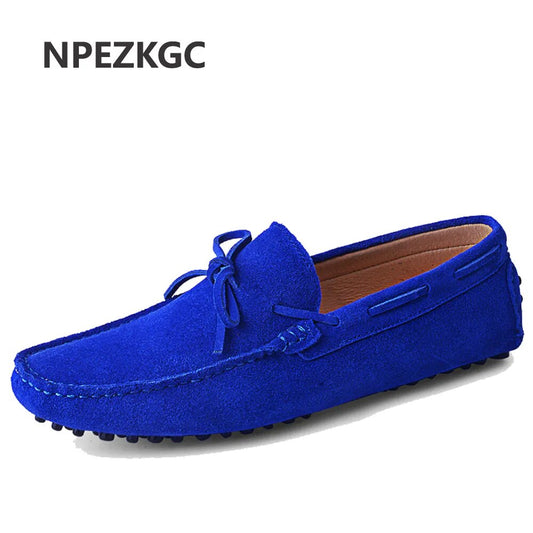 Genuine Leather Men Shoes Nubuck Leather Men Loafers Fashion Plus Size Sping Autumn Mens Shoes Casual Shoes 9 Colors Size 38-46