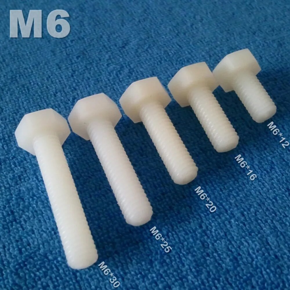 M6 M8 M10 Nylon screw Bolt Plastic bolts Hexagon Head,LED celling light insulation Light fastener Aircraft model,anti corrision