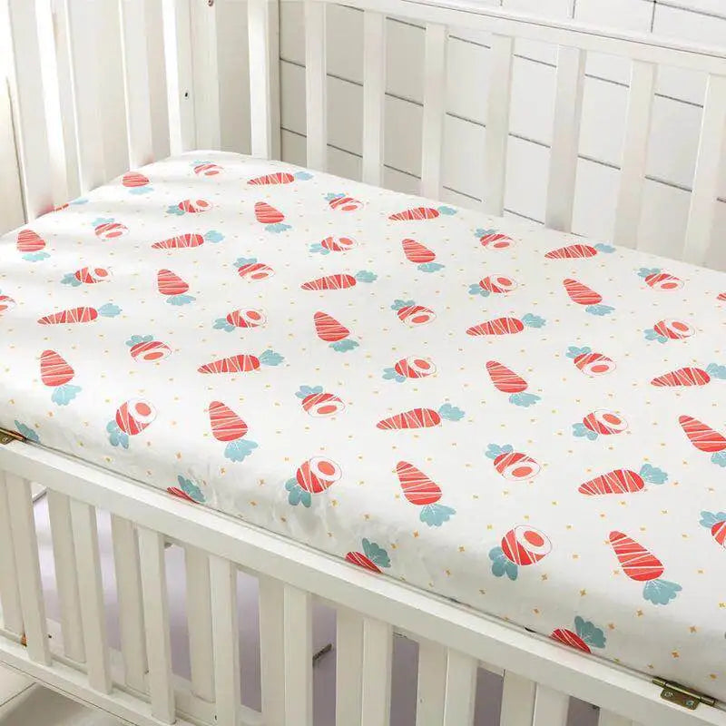 Cotton Matress Cover For Baby Crib Printed Fitted Sheet With Elastic Newborn Toddler Bed Sheet Hot Selling Newborn Bedding