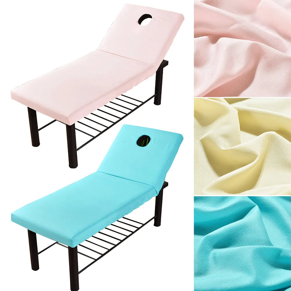 Massage All-round Wrap Fitted Sheet Solid Polyester Elastic Cover Bed Sheet Forepart Hole Bedding Article Salon Couch