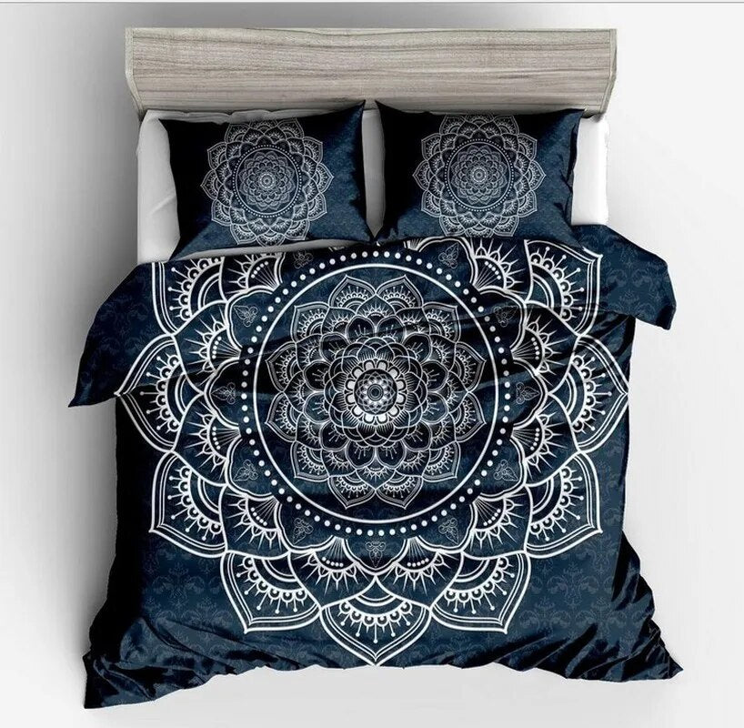 Fanaijia 3pcs Bohemian Bedding Set queen size Mandala feather Print Duvet Cover set with pillowcase AU king Bed bedline