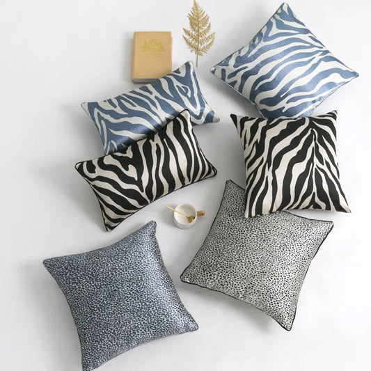 DUNXDECO Cushion Cover Decorative Pillow Case Modern Simple Animal Collection Zebra Leopard Geometric Jacquard Bedding Coussin