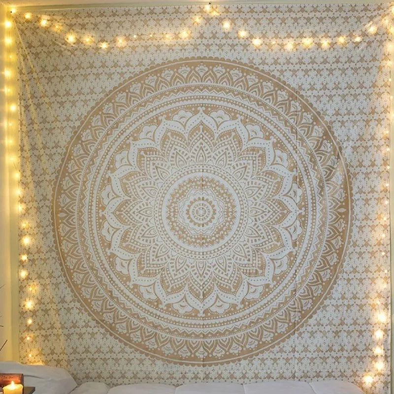 Meijuner Mandala Tapestry Indian Tapestry Bohemian Tapestry Wall Tapestry Wall Hanging Pared  Wall Hanging Gold Bedding MJ093