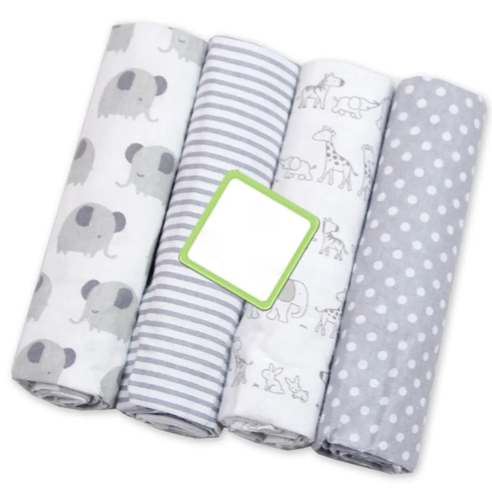 4pcs/lot newborn baby bed sheet bedding set 76x76cm for newborn crib sheets cot linen 100% cotton Flannel printing baby blanket