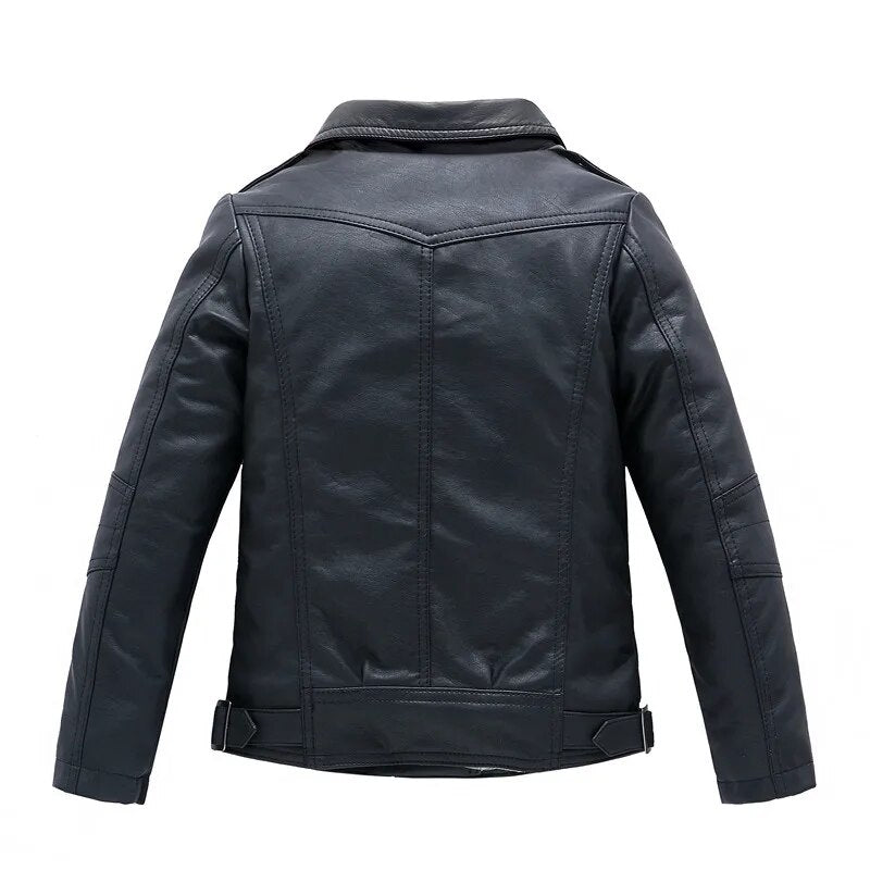 Brand Fashion Classic Girls Boys Black Motorcycle Leather Jackets Child Coat For Spring Autumn 2-14 Years