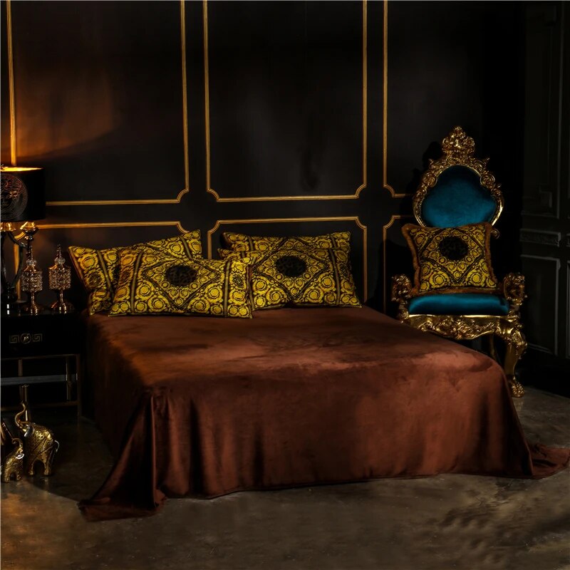 Luxury European Styel Winter Thick Velvet Flannel Palace Bedding set Fleece Fabric Duvet cover Bed Sheet/Linen Pillowcases 4pcs