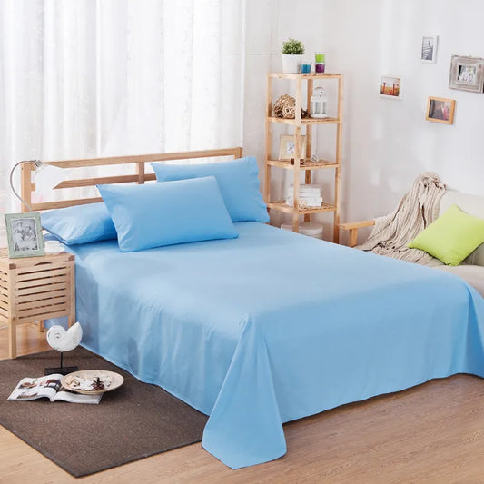 Home Textile Bedding Sheets Classic Soft Solid Color Bed cover Flat Sheets Polyester Bed Sheets With Pillowcase 200x230cm