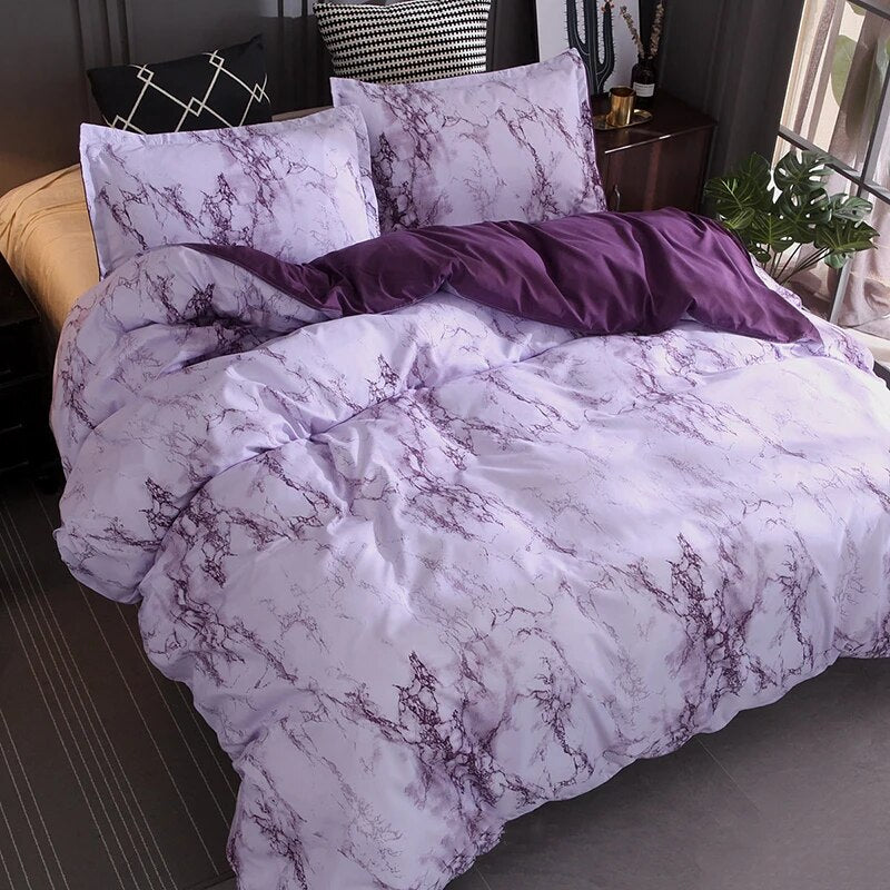 Black Marble Pattern Bedding Sets Duvet Cover Set 2/3pcs Bed Set Single Double Queen King Size White Quilt Cover  No Filling