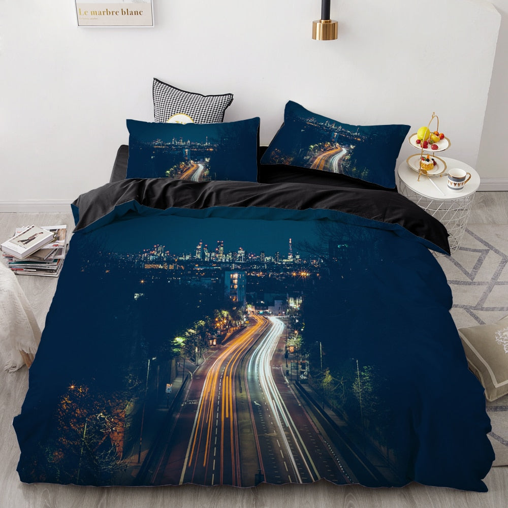 3D HD Digital Printing Custom Bedding Set,Duvet Cover Set Single/Double/Queen/Cal King,City Bedclothes Bed Sets Drop Shipping