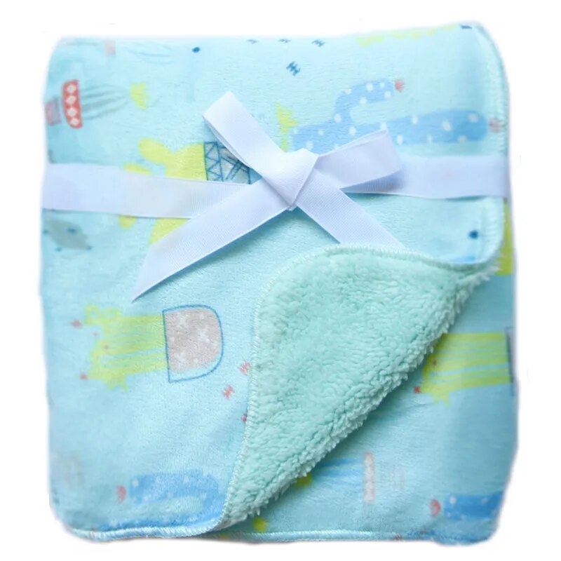 Baby Blanket Coral Fleece Cartoon Double Layer Receiving Swaddle Envelope Stroller Wrap For Bebe Bedding Blankets Set