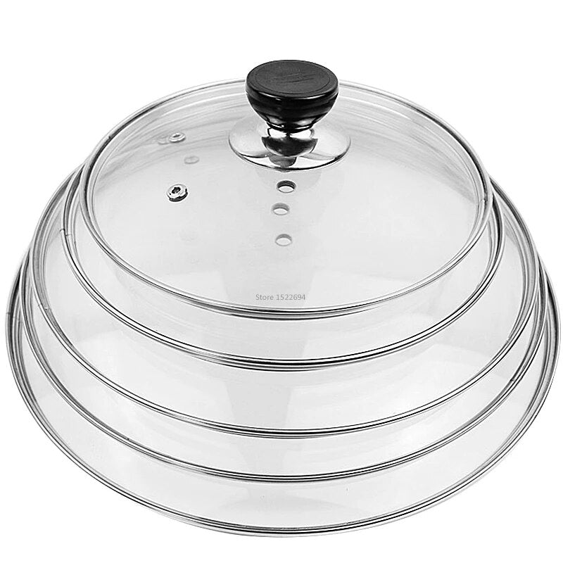 Cookware Reinforced Glass Lid Tempered Wok Lid Pyrex Glass Round Chef Pan Lid with Knob Premium Qualtiy Pan Cover