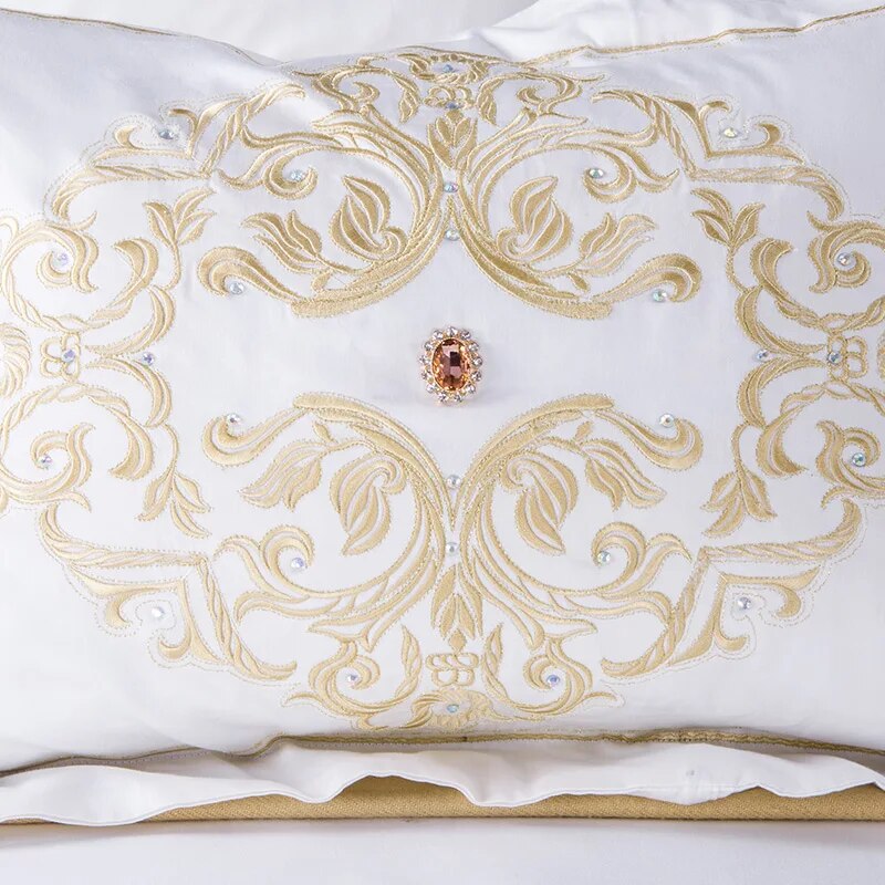 Luxury Egyptian cotton bedding set embroidery duvet cover sets 4/7pcs white bed linen bedclothes Queen /king /super king sze