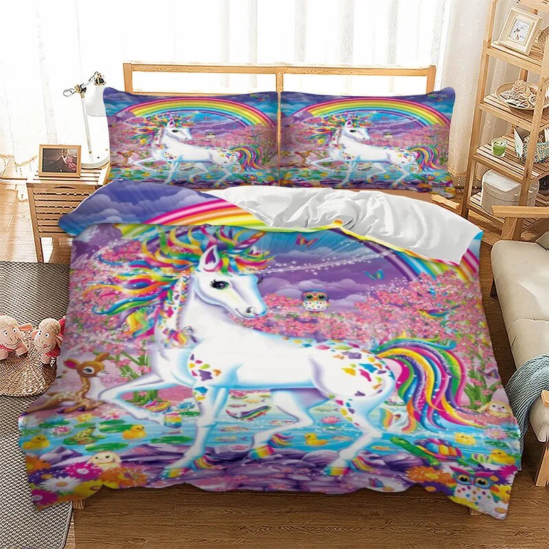 Duvet Cover Rainbow Unicorn 3D Digital Printing Colorful Bedding Set Single Twin Full Queen King Bedclothes