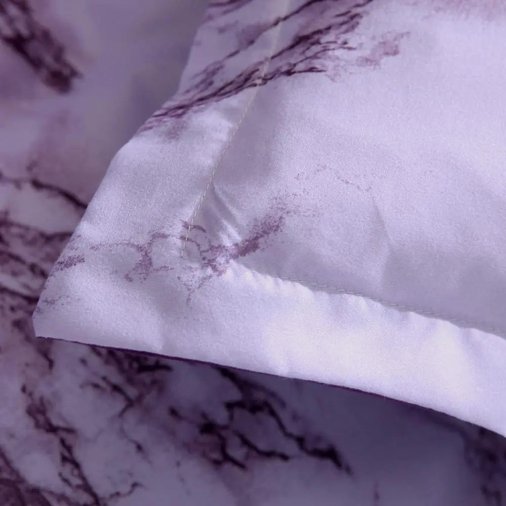 Bedding Set Printed Marble White Purple Duvet Cover King Queen Size Quilt Cover Brief Linens Bed Comforter Cover 3Pcs