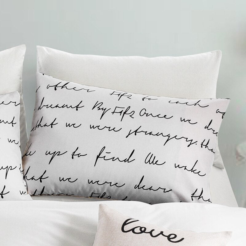 Custom Letter Pillow Case Pillowcase 50x70 50x75 50x80 70x70 Decorative Pillow Cover Bedding for Hotel Wedding White Black Gray