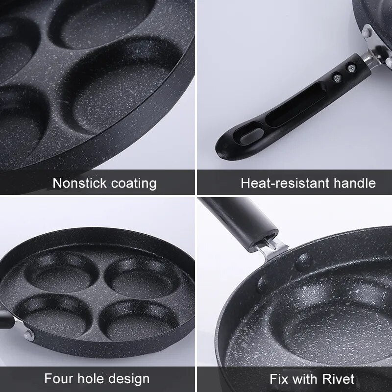 Meltset Nonstick Frying Pan 4 units Cookware Fry Pan for Egg Pancake Steak Cooking Pan Pot for Gas Cooker Grill Skillet Pan