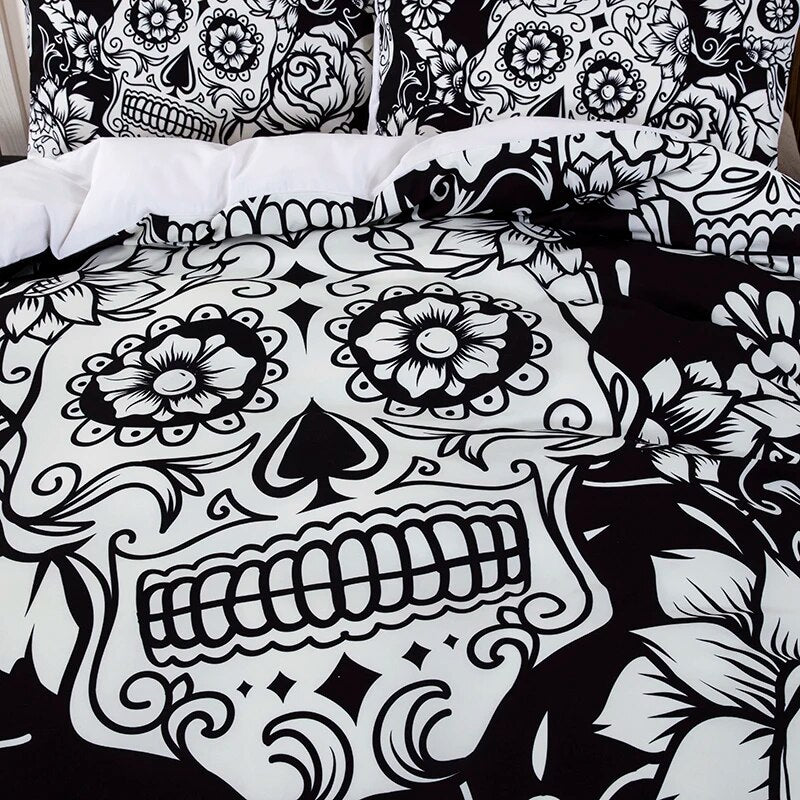 Dream NS 2/3PCS Bedding Set 100% Polyester Fiber Cotton 3D Printing Black White Skull Active Printed Home Spinning Products