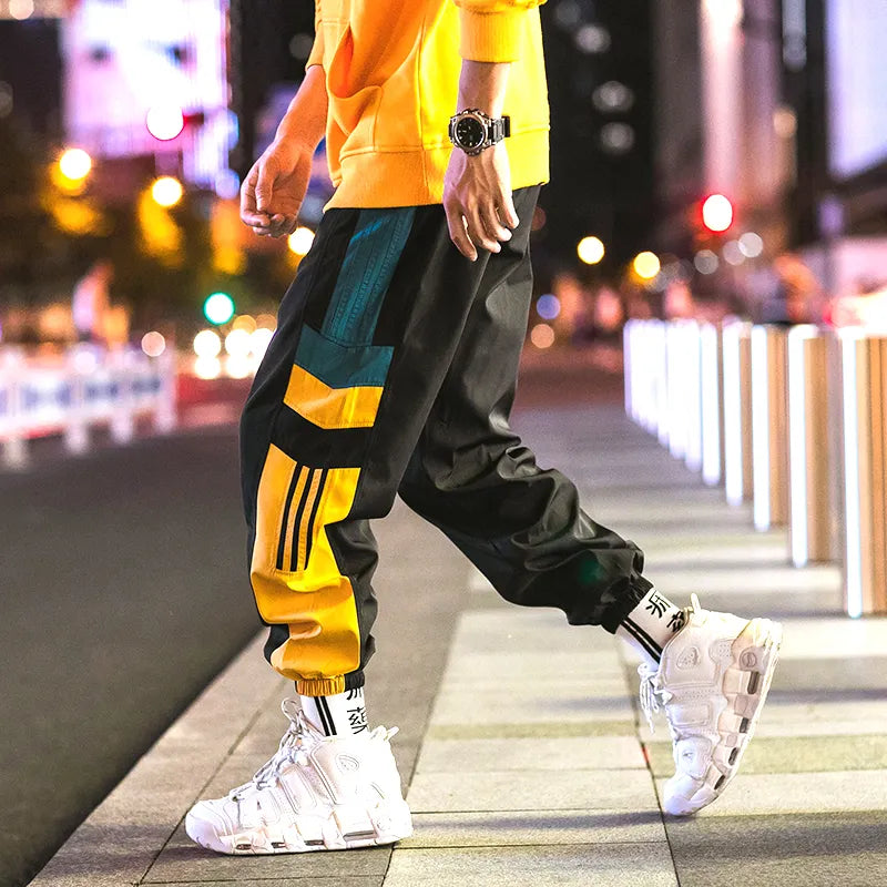 Joggers Sweatpants Men Casual Striped Pants Fashion Loose Track Pants Men Sweat Pants Sports Japanese Streetwear White Black