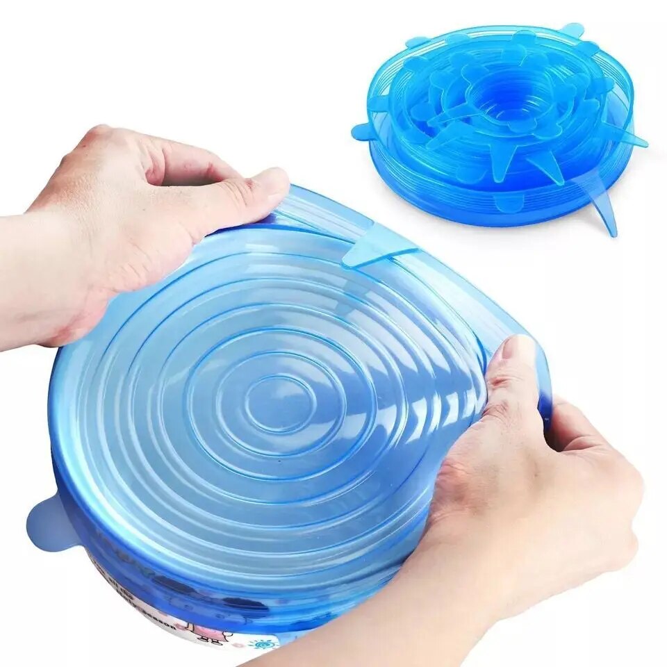 4/6Pcs/lot Silicone Stretch Lids Universal Food Taper Bowl Pot Lid Food Wrap Cover Sealed Silicone Cover for Kitchen Cookware