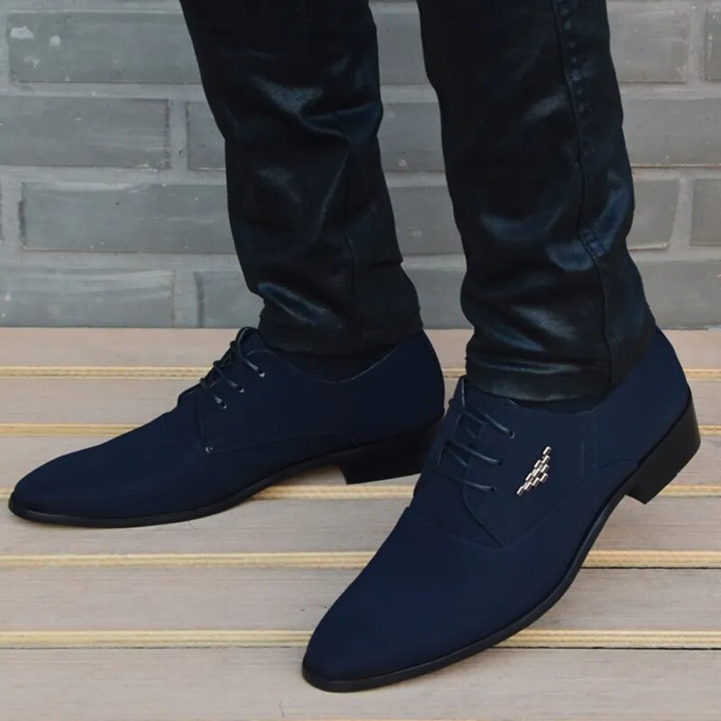 italian mens shoes fashion black men's Canvas moccasin pointed toe classic men wedding shoes sapatos masculino