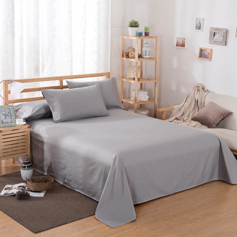 Home Textile Bedding Sheets Classic Soft Solid Color Bed cover Flat Sheets Polyester Bed Sheets With Pillowcase 200x230cm