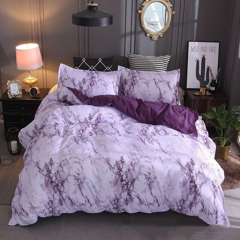 Black Marble Pattern Bedding Sets Duvet Cover Set 2/3pcs Bed Set Single Double Queen King Size White Quilt Cover  No Filling