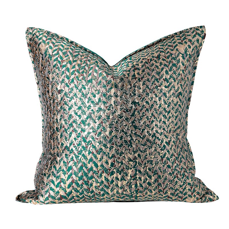 DUNXDECO French House Leaf Jacquard Cushion Cover Decorative Pillow Case Modern Luxury Champagne Coussin Sofa Chair Bedding Deco