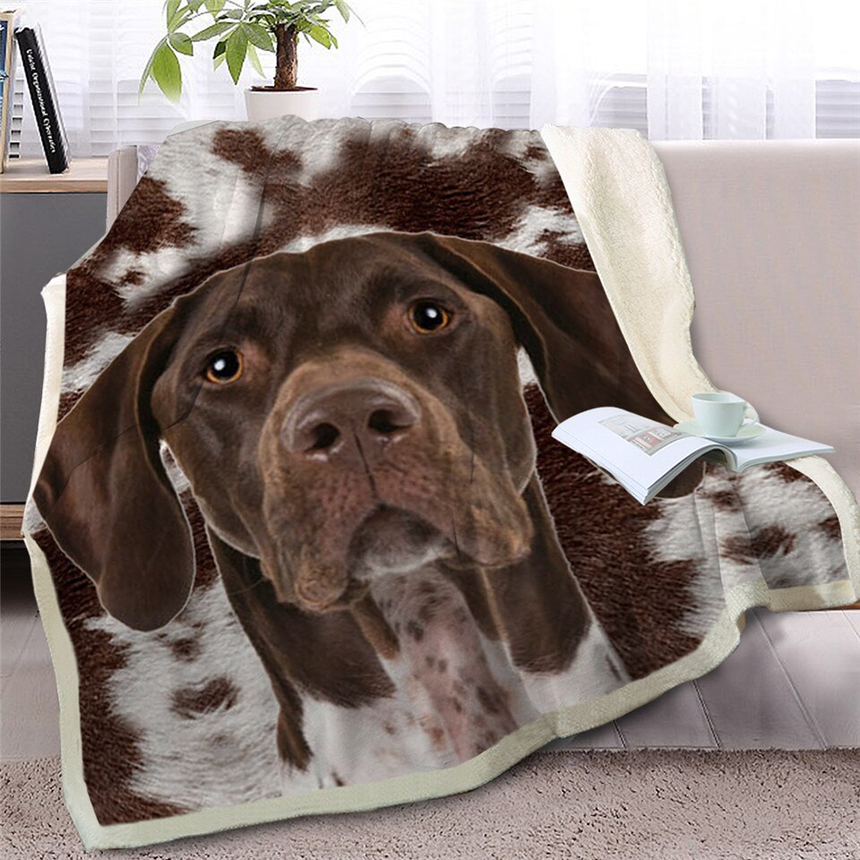 BlessLiving French Bulldog Sherpa Blanket on Bed Animal Dog Throw Blanket for Adult Brown Gray Bedding mantas para cama 150x200