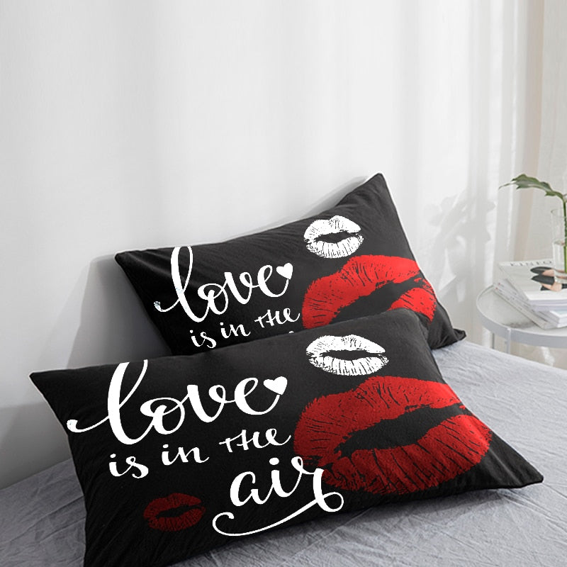 Custom Pillow Case Pillowcase 50x70 50x75 50x80 70x70 Decorative Pillow Cover Sexy red Lip on black Bedding Drop Shipping