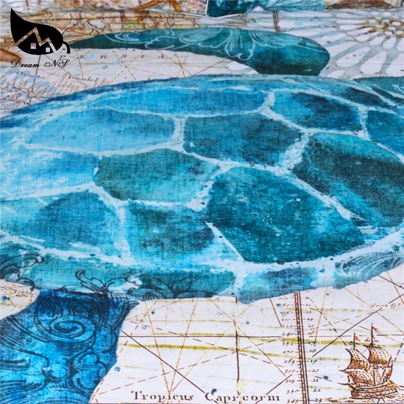 Dream NS Dropship special 3D Turtle Sea Duvet Cover nautical map Bedding Set Queen King size Polyester Bedlinen Home textiles