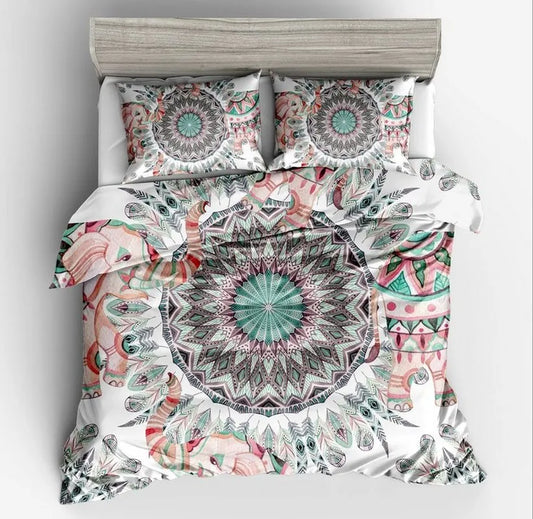 Fanaijia 3pcs Bohemian Bedding Set queen size Mandala feather Print Duvet Cover set with pillowcase AU king Bed bedline