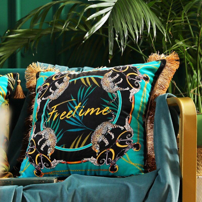 DUNXDECO Cushion Cover Square Pillow Case Artistic Modern Jungle Leopard LuxuryVelvet Coussin Sofa Chair Bedding Decorating