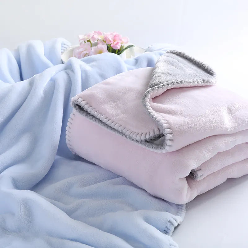 Baby Blankets New Thicken Double Layer Coral Velvet Infant Swaddle Bebe Envelope Wrap Solid Thermal Newborn Baby Bedding Blanket